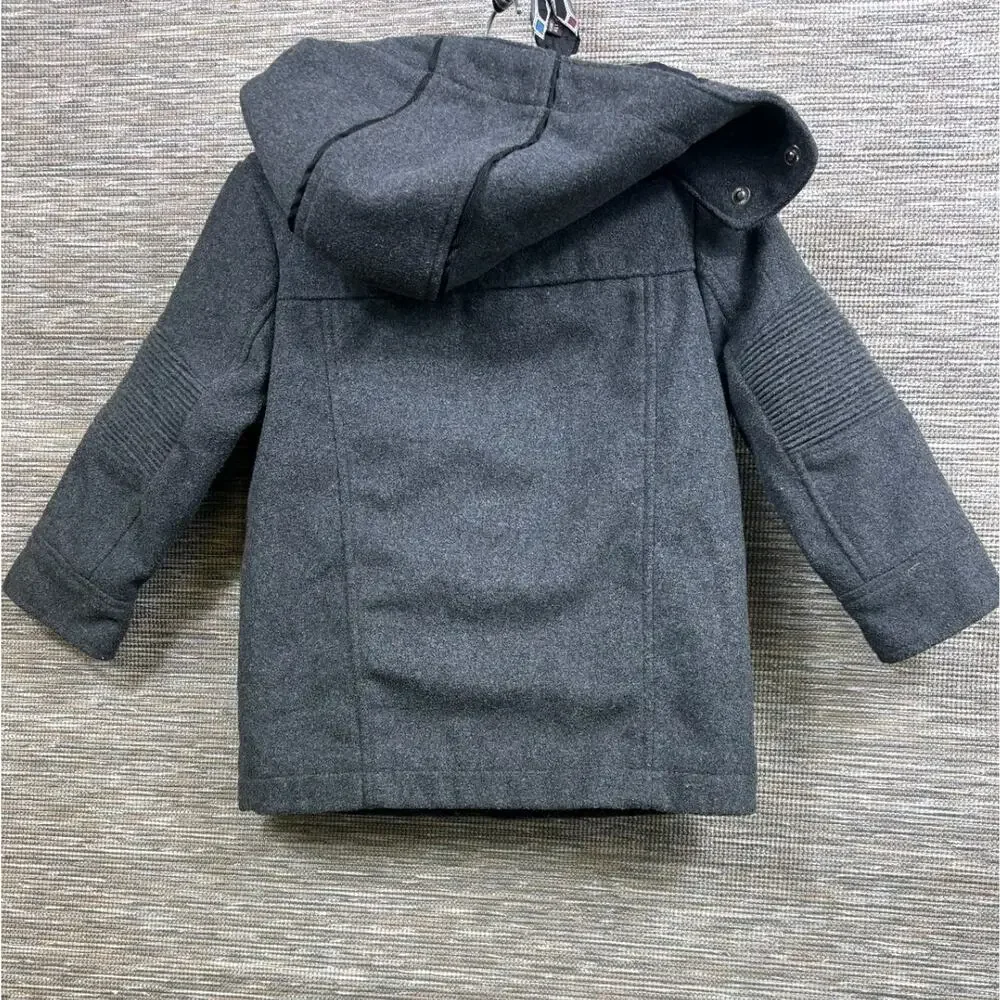 Urban Republic Gray Hooded Coat Kids 3T Full Zip Pockets Long Sleeve Button